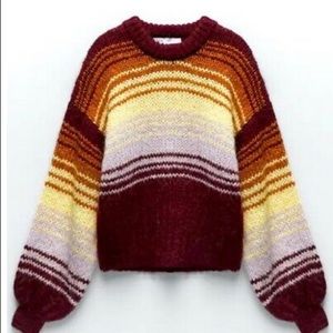 Small - Striped Burgundy Zara Knot Sweater